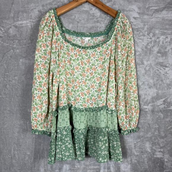 Cato Peasant Blouse Top‎ Plus 18/20W Floral Tiered - Picture 1 of 12